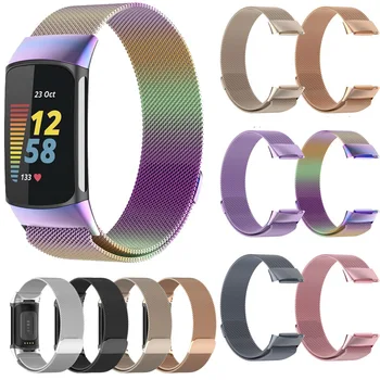 NOVÉ Magnetické Slučky pre Fitbit charge6 Kovu Oka Smartwatch Náramok Pre Fitbit charge5 Nehrdzavejúcej ocele Oka Popruh correa
