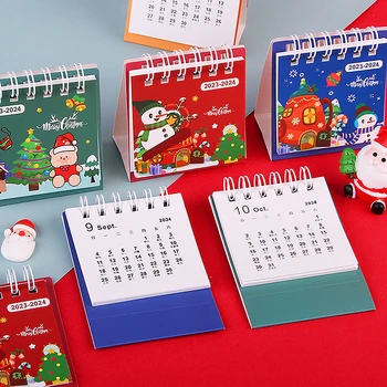 2024 Nové Kreslené Vianočný Stôl Kalendár Tvorivé Prenosný Mini Desktop Malý Stolový Kalendár Stolový Ozdoby, Vianočné Darčeky