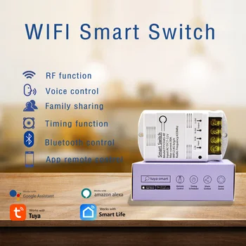 Tuya WiFi Smart Switch Relé Modul 7-32V 85-250V RF Diaľkové Ovládanie Smart Život Bezdrôtové Diaľkové Ovládanie Istič S Alexa Google