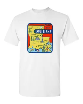 Retro Cestovné Tee Tričko Vtg Umenie Suvenír Louisiana Pelican Štátu Turistické Umenie