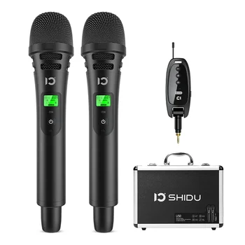 SHIDU U50 dvojité bezdrôtový UHF Bezdrôtový ručný Mikrofón s nabíjateľnou prijímač sa Vzťahujú Na Všetky MIC Vstupné Zvukové Zariadenie