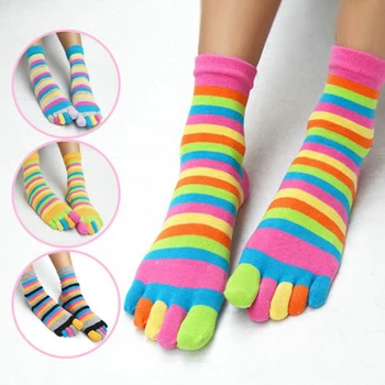 Japonský Žakárové Päť-Toed Ponožky Ženy Tvorivé Cartoon Pruhy Geometrické Split Prst Ponožky Roztomilý Sandále Tabi Ponožka