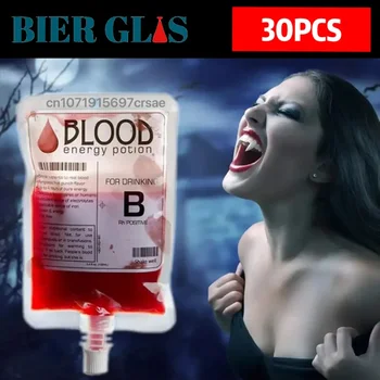 30 Ks Krv Piť Taška Halloween Dekorácie Lebky Upír Zombie Cosplay Puzdro Rekvizity Šťavy Kontajner 250ml Vody Party Decor