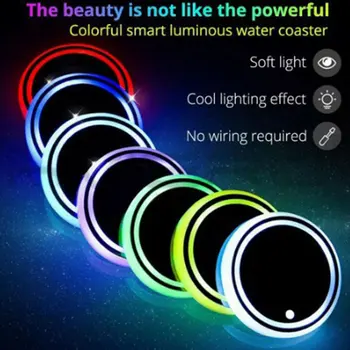 Nové Auto Led Auto Držiak Dolnej Pad USB Nabíjanie Auto Atmosféru Svetla Non-Slip Dráha 7 Farebný Svetelný RGB Svetlo Auto Mat