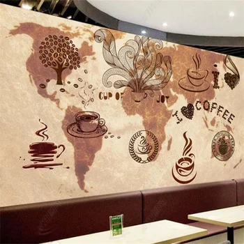 Retro Kávy Vlastné Foto Tapety Kaviareň Dekor nástenná maľba 3D Stenu Papier Západnej Reštaurácia Priemyselné Dekor samolepiace Tapety