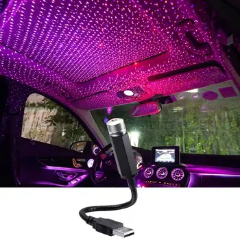 LED Auto Strechy Star Nočné Svetlo Projektora Atmosféru Galaxy Lampa USB Dekoratívne Nastaviteľné pre Auto Strecha Strop Miestnosti Dekorácie
