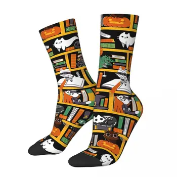 Halloween Knižnica Zvierat Mačiatka Unisex Zimné Ponožky Hip Hop Šťastný Ponožky Street Štýl Crazy Ponožka