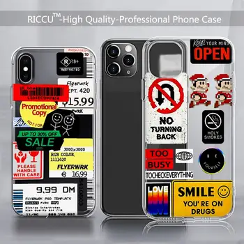 Cool roztomilé farebné jasné, pečiatky, etikety barcod Telefón Prípade Transparentné pre iPhone 12 11 pro Mini XS MAX 8 7 6 6 X Plus SE 2020 Zahŕňa