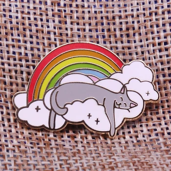 Spiacu mačku cloud ihly roztomilý rainbow brošňa cartoon zvierat odznak deti darček tvorivé lenivý šperky zábava netýka príslušenstvo