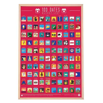 100 Dátumy Stieracie Plagát Motivačný Úspechy Bucket List Zábavné a Zmysluplných Aktivít Páry Hry Noc Nápady hry