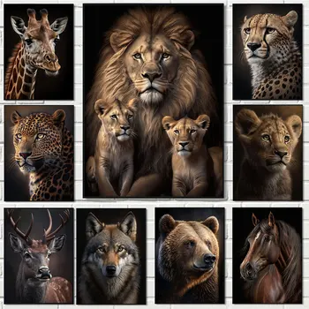 Moderné Abstraktné Zvierat Lev, Leopard Jeleň Plagáty a Vytlačí Plátno na Maľovanie na Stenu Umenie voľne Žijúcich Zvierat, Obrázky pre život Domova