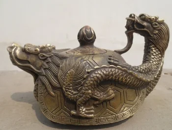 Doprava zadarmo Vzácny Čínsky Staré Medené Handwork Dragon Tea Pot Flagon